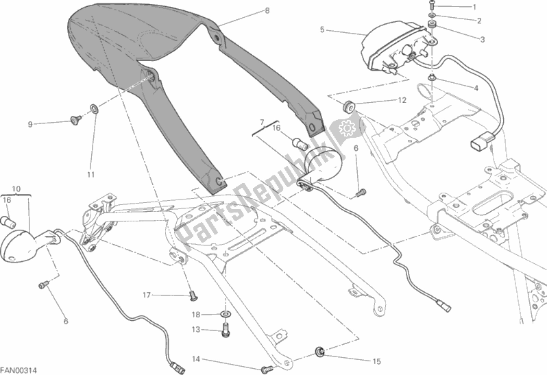 Tutte le parti per il Fanale Posteriore del Ducati Scrambler Desert Sled 803 2017